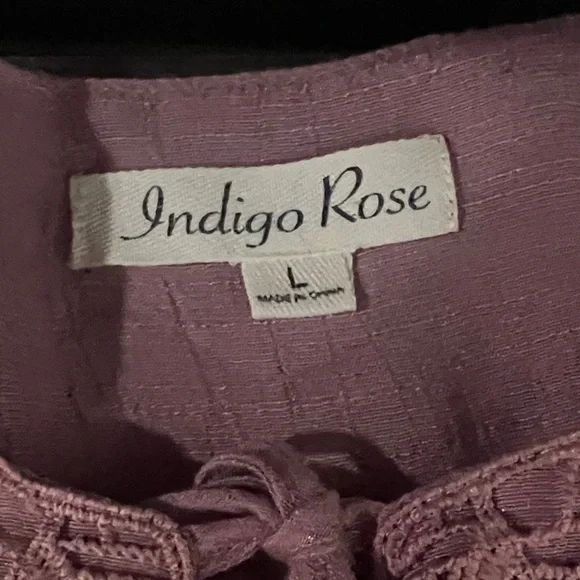 Dusty Rose Bohemian Crochet Lace Mini Dress Tunic L - Picture 8 of 8